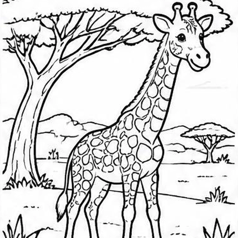 Acacia Giraffe coloring sheet