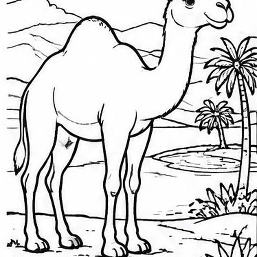 Oasis Camel coloring sheet