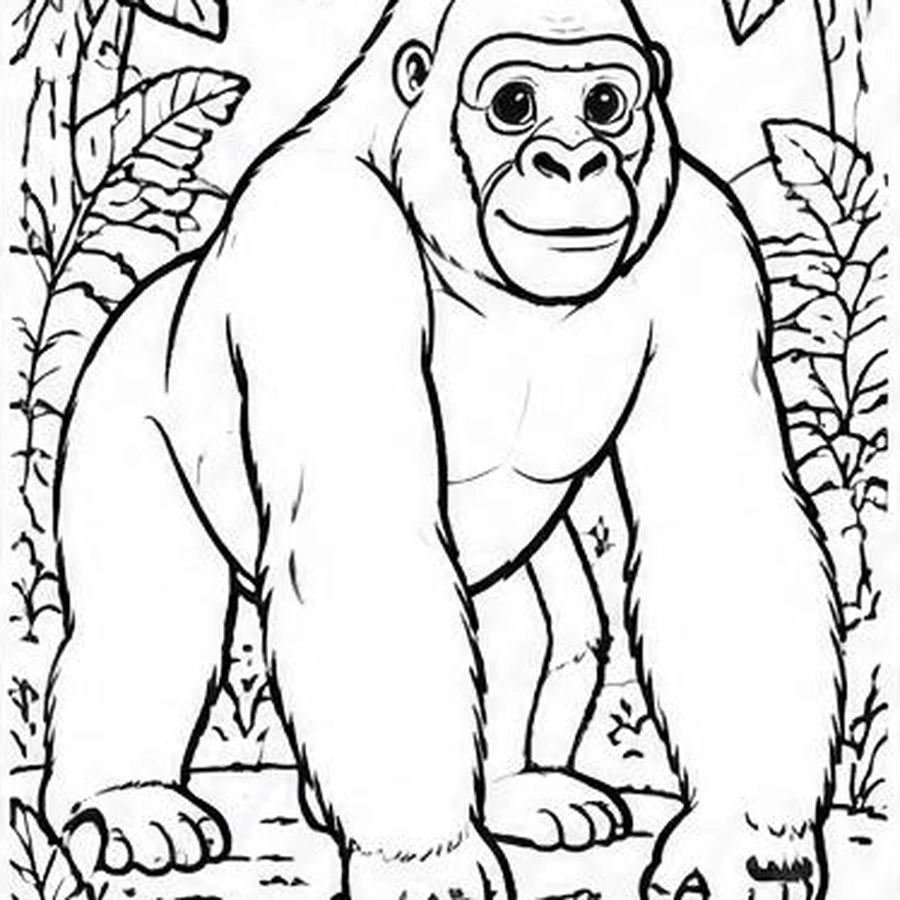 Forest Gorilla coloring sheet