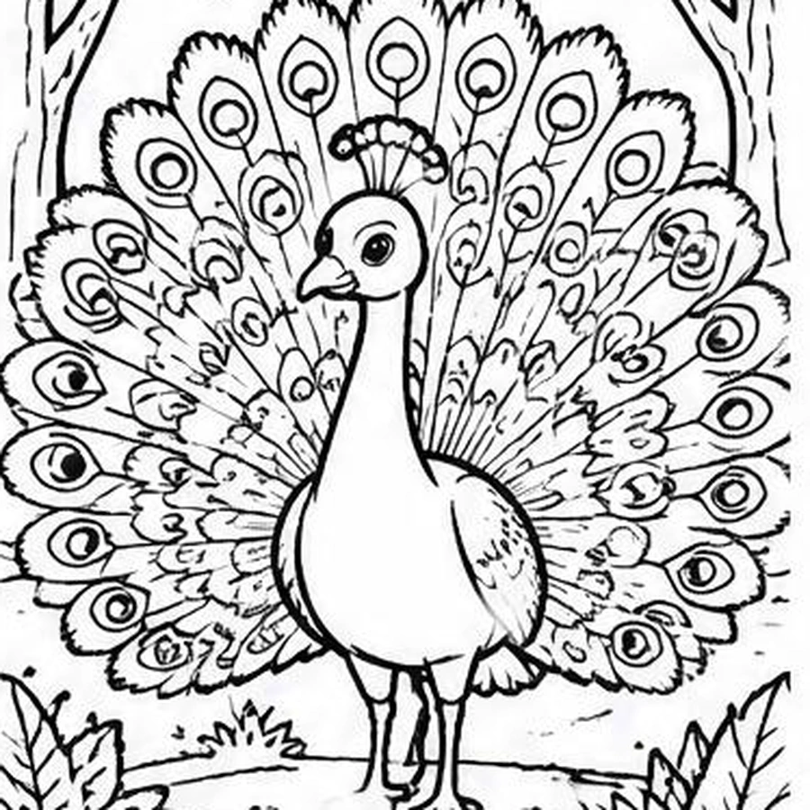 Woodland Peacock coloring sheet