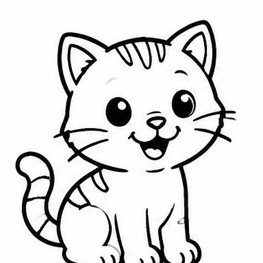 Smiling Kitten coloring sheet