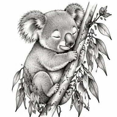 Eucalyptus Koala, botanical animal tattoo inspiration