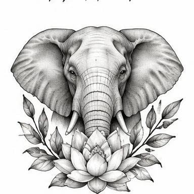 Lotus Elephant, floral realism tattoo inspiration
