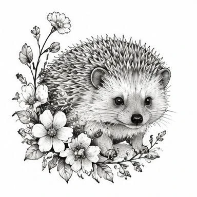Meadow Hedgehog, floral realism tattoo inspiration
