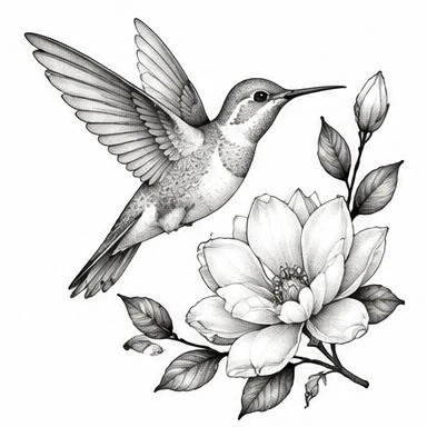 Magnolia Hummingbird, floral realism tattoo inspiration