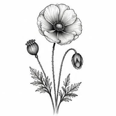 Wild Poppy, fine line tattoo inspiration