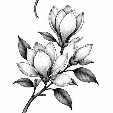 Magnolia Branch, botanical realism tattoo inspiration