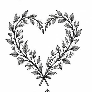 Leafy Heart, etched floral tattoo inspiration
