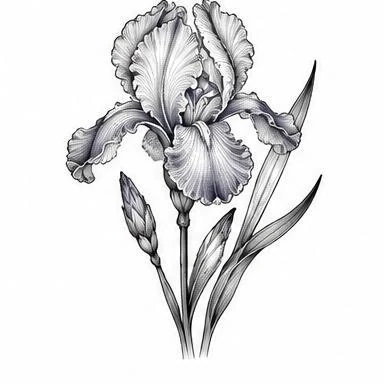 Quiet Iris, fine line tattoo inspiration