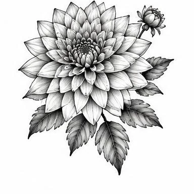 Garden Dahlia, botanical realism tattoo inspiration