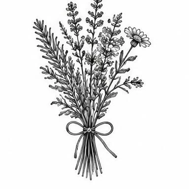 Herbal Posy, fine line tattoo inspiration