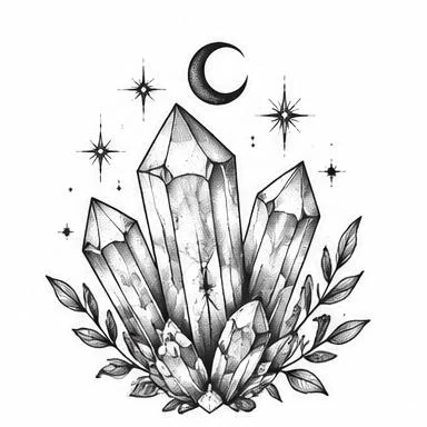 Crystal Night, mystical fine line tattoo inspiration