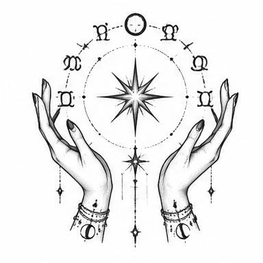 Zodiac Hands, blackwork tattoo inspiration
