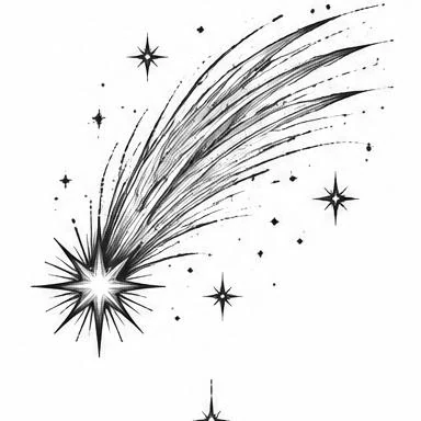 Falling Star, mystical fine line tattoo inspiration