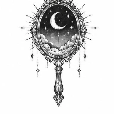 Midnight Mirror, mystical fine line tattoo inspiration