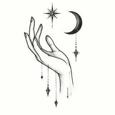 Hanging Moon, fine line tattoo inspiration