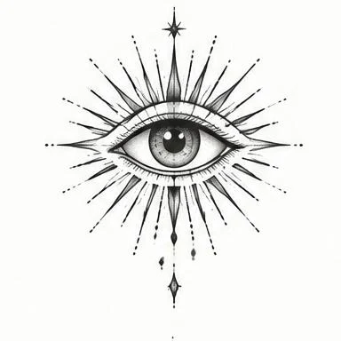 Radiant Eye, mystical dotwork tattoo inspiration