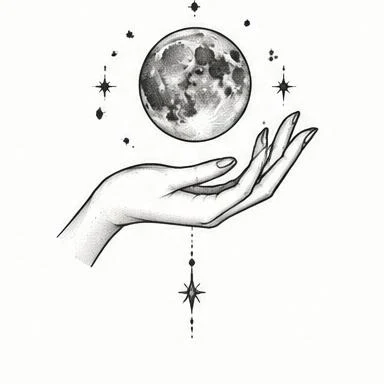 Palm Moon, fine line tattoo inspiration