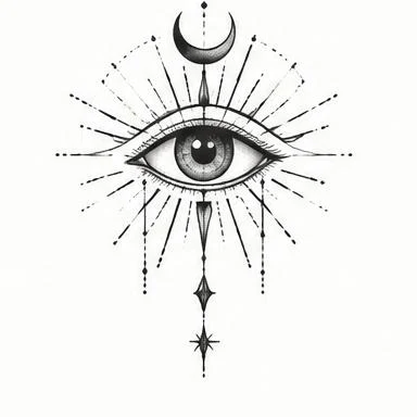Eye of the Moon, occult blackwork tattoo inspiration