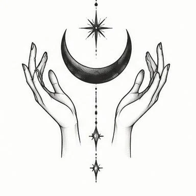 Open Hands, mystical dotwork tattoo inspiration