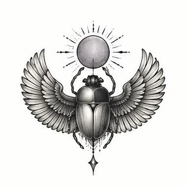 Winged Scarab, dotwork tattoo inspiration