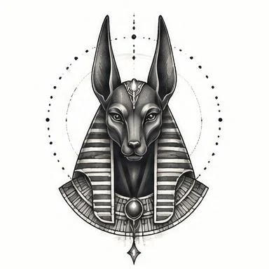Anubis Mask, egyptian fine line tattoo inspiration