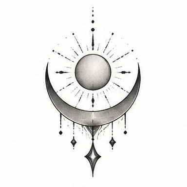 Sun & Crescent, ornamental tattoo inspiration