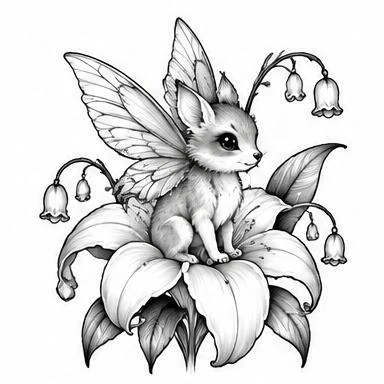Lily Sprite, storybook blackwork tattoo inspiration