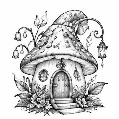 Mushroom Home, ornamental tattoo inspiration