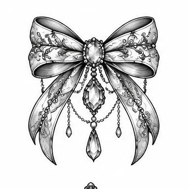 Ribbon Jewel, whimsical fine line tattoo inspiration