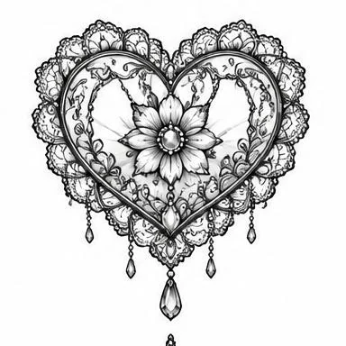 Lace Heart, storybook blackwork tattoo inspiration