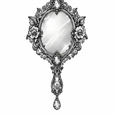 Enchanted Mirror, whimsical fine line tattoo inspiration