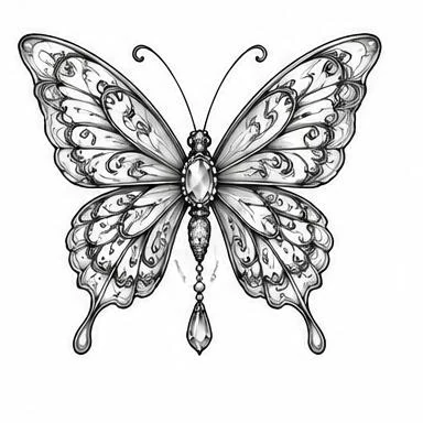 Baroque Butterfly, storybook blackwork tattoo inspiration