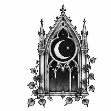 Cathedral Moon, gothic blackwork tattoo inspiration