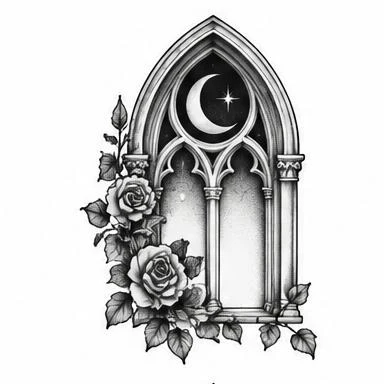 Rosette Moon, fine line architecture tattoo inspiration