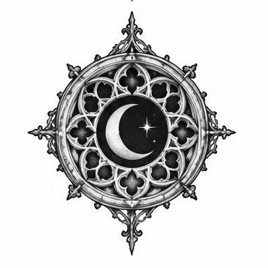 Moon Rosette, gothic blackwork tattoo inspiration