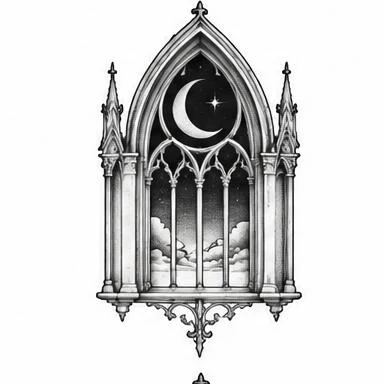Cloister Moon, gothic blackwork tattoo inspiration