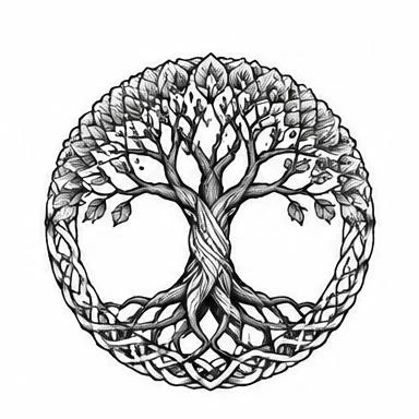 Knotwork Tree, fine line tattoo inspiration