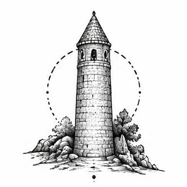 Round Tower, dotwork tattoo inspiration