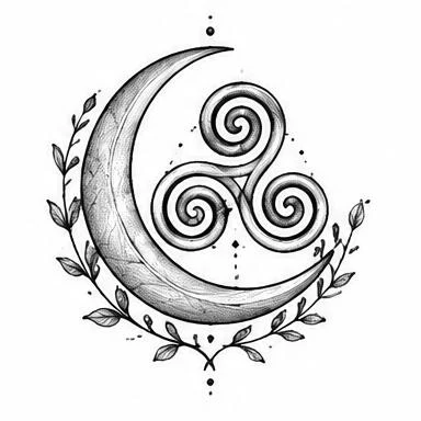 Moon Triskele, fine line tattoo inspiration