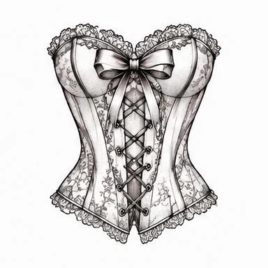 Victorian Corset, lace fine line tattoo inspiration