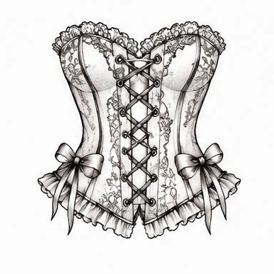 Peony Corset, corset blackwork tattoo inspiration