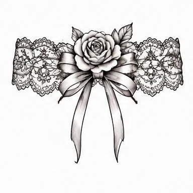 Rose Ribbon Band, lace fine line tattoo inspiration