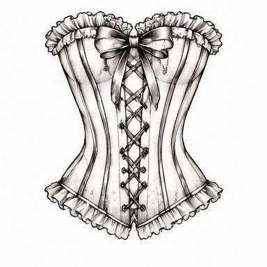 Corset Frills, corset blackwork tattoo inspiration