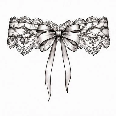 Silk Ribbon Garter, corset blackwork tattoo inspiration