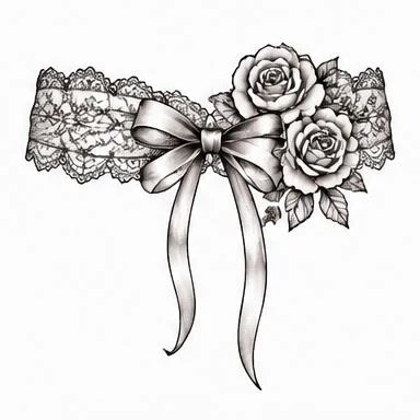 Rose Duet Garter, lace fine line tattoo inspiration