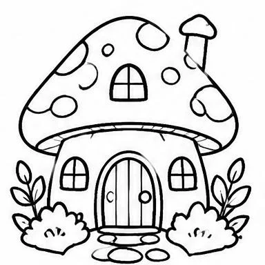 Toadstool Cottage coloring sheet