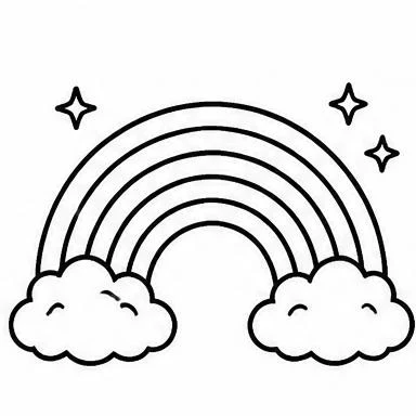 Rainbow Clouds coloring sheet