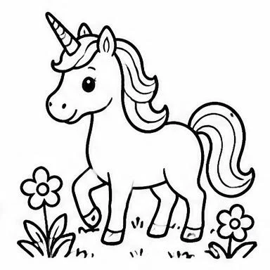 Meadow Unicorn coloring sheet