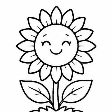 Smiling Sunflower coloring sheet